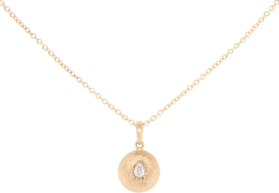 Medium Boulder Pear Diamond Disc Necklace