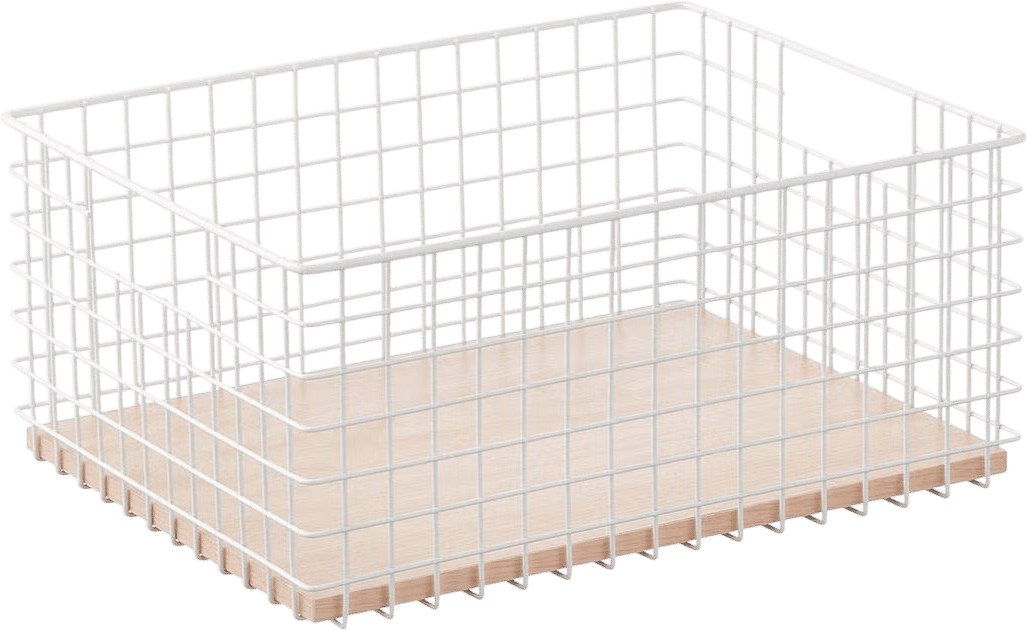 Wire + Wood Grid Bin