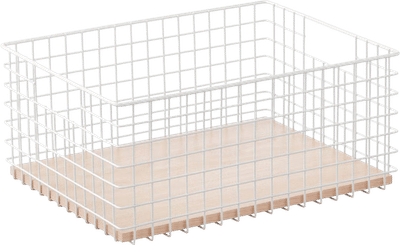 Wire + Wood Grid Bin