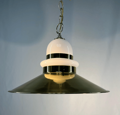 Lavery & Co Brass and Opal Glass Pendant Light
