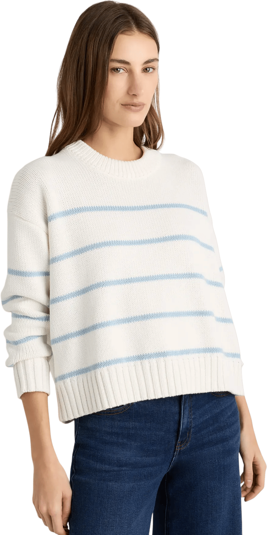 Organic Cotton Striped Crew Sweater