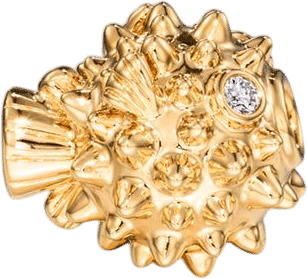 18K Yellow Gold Diamond Pufferfish Charm