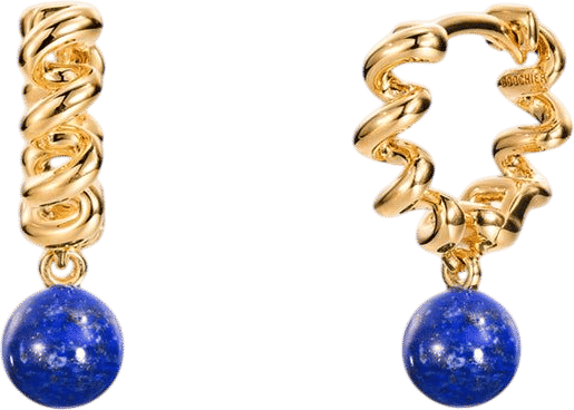 Yellow Gold Lapis Slinkee Drops Earrings