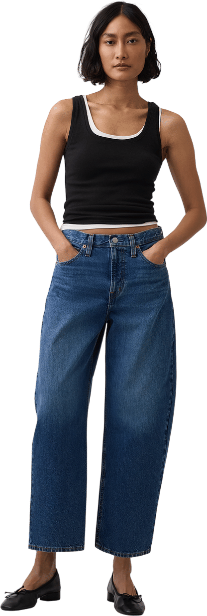 High Rise Barrel Crop Jeans