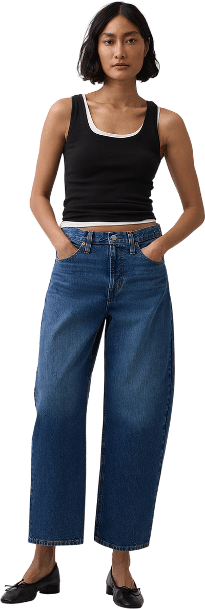High Rise Barrel Crop Jeans