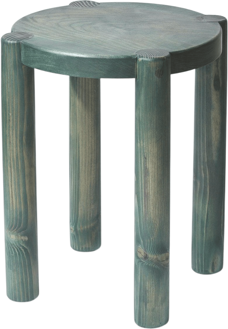 Handmade Hunter Green Wood Side Table Plant Stand