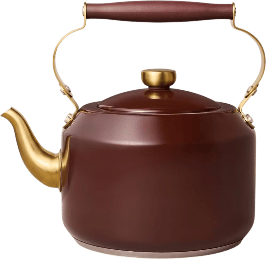 Vintage-Inspired Brown Teapot with Gold Accents