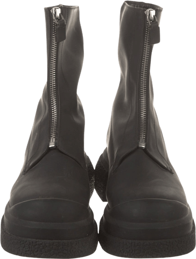 Leather Front-Zip Boots