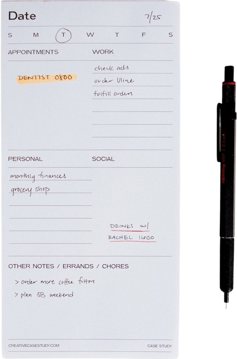 Case Study Daily Task Pad - White & Grey