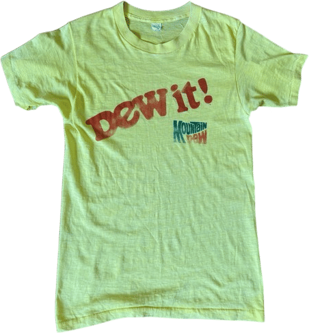 Vintage 1960s 1970s Mountain Dew Paper Thin Size Small T Shirt Promotional