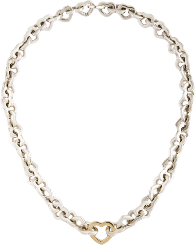 Vintage Two-Tone Heart Link Necklace