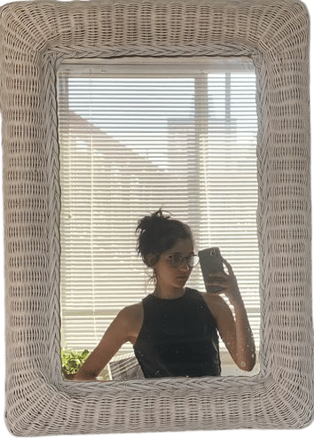 Ivory Wicker Wall Mirror
