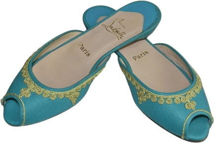 Embroidered Peep Toe Slides