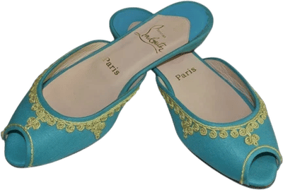 Embroidered Peep Toe Slides