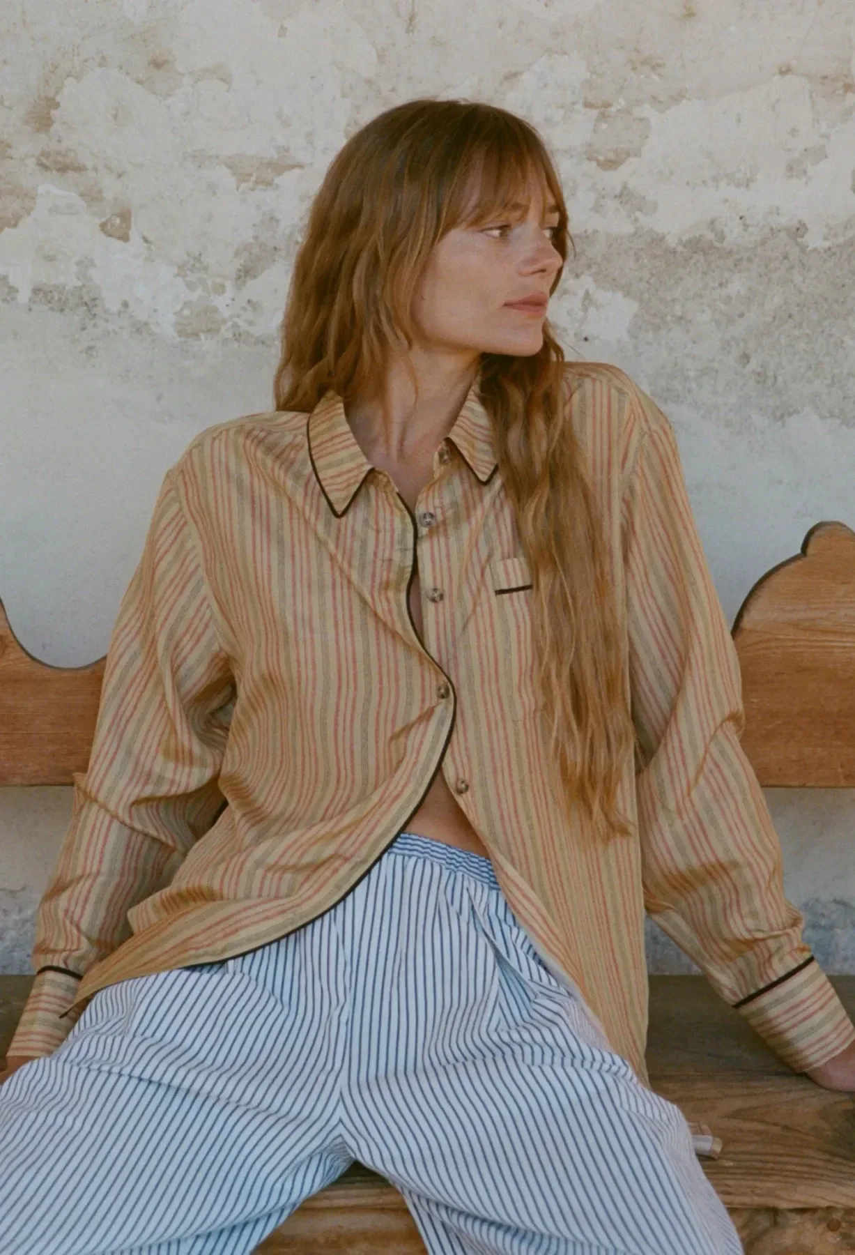 Ciao Lucia Delan Basque Stripe Silk Top