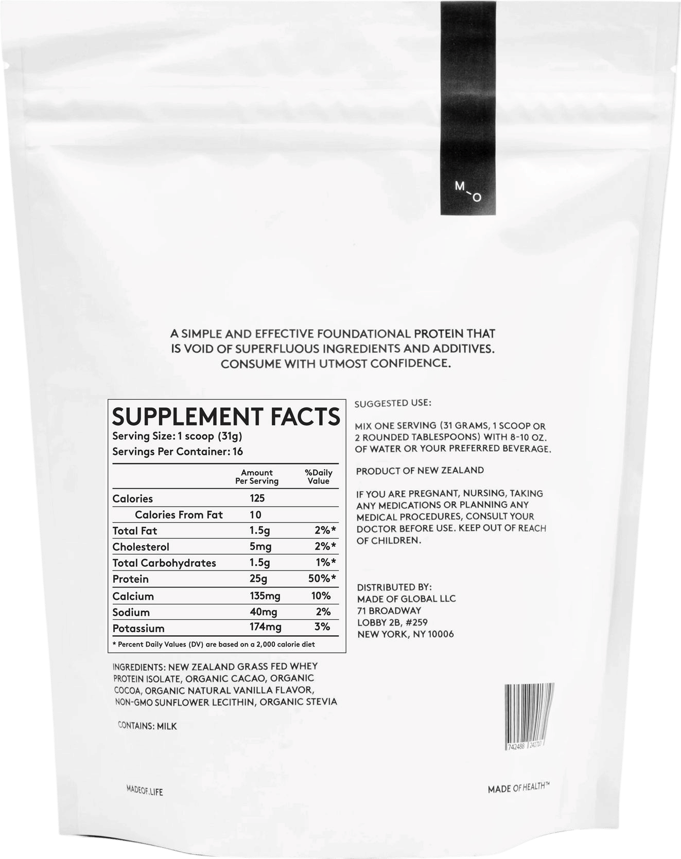 Made Of Chocolate Whey Protein Isolate