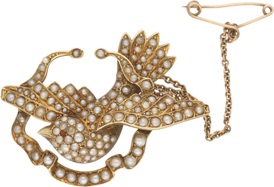 Antique Pearl Bird Brooch (circa 1880)