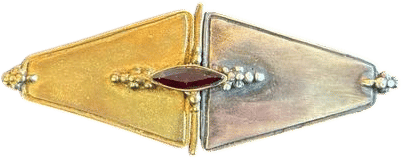 Vtg Art Deco Style Geometric Mixed Metal Brooch Sterling Silver 925 Modernist