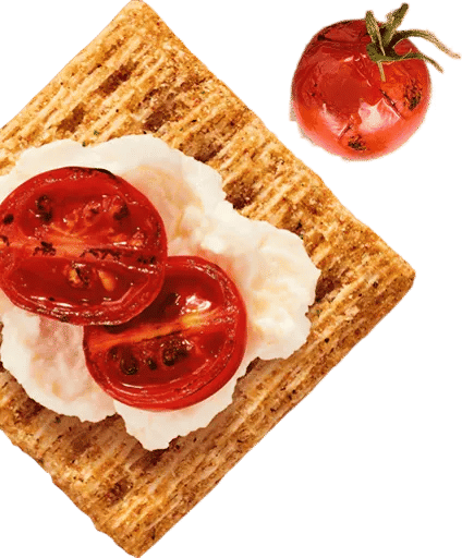 Cottage cheese + cherry tomato + triscuit
