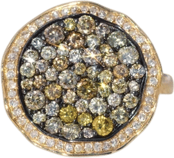 Fancy Color and White Diamond Ring in Yellow Gold