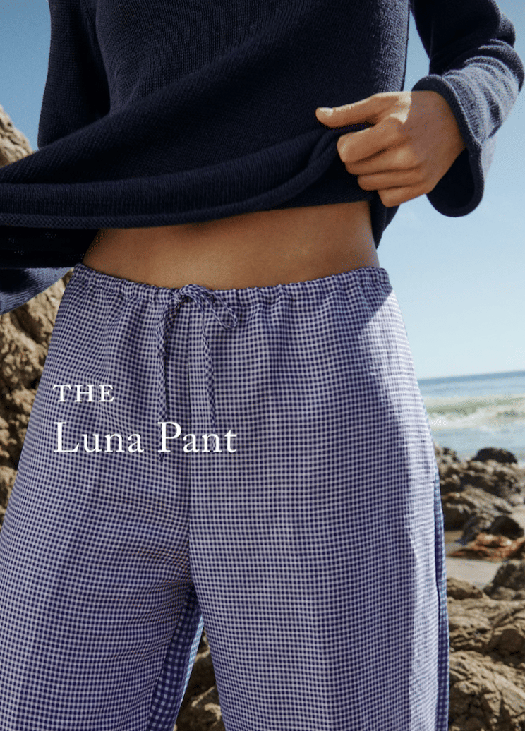 Luna Pant in Striped Cotton Poplin (Navy Multi)