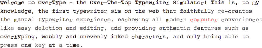 Overtype web-based typing simulator
