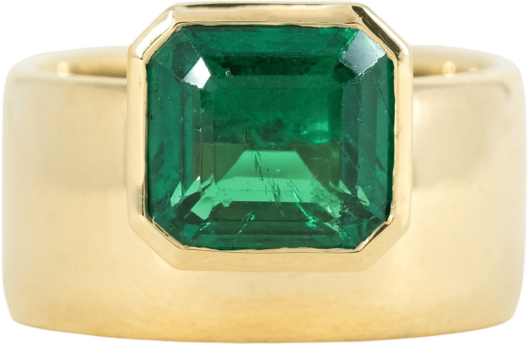 Heirloom Emerald + 18k Gold Sunrise Ring for Jessika. 