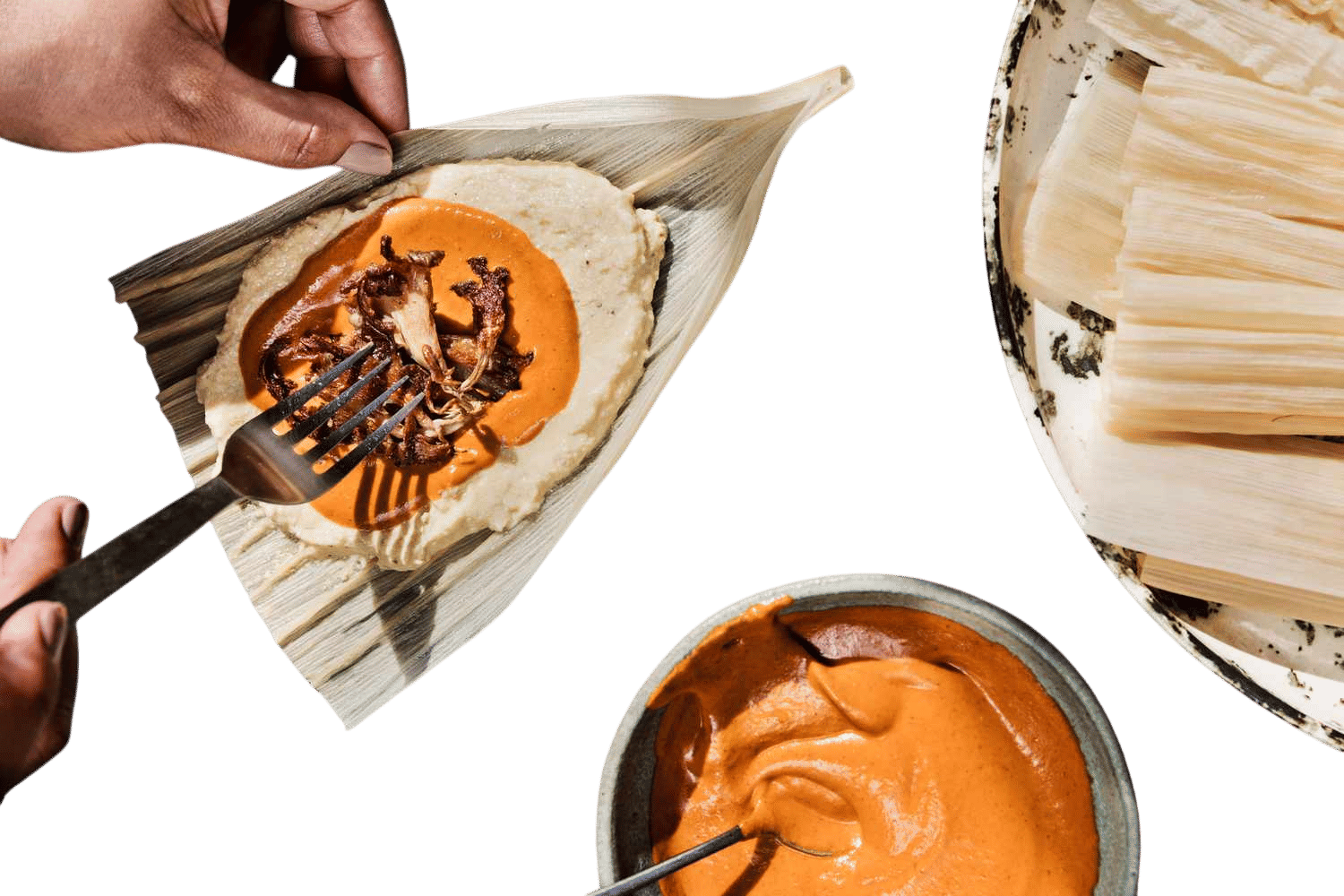 Oyster Mushroom Tamales with Mole Oaxaqueño