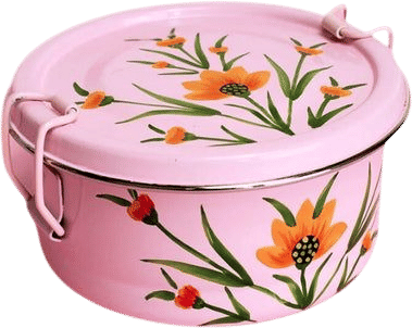 Round Steel Tiffin Container - Pink Floral