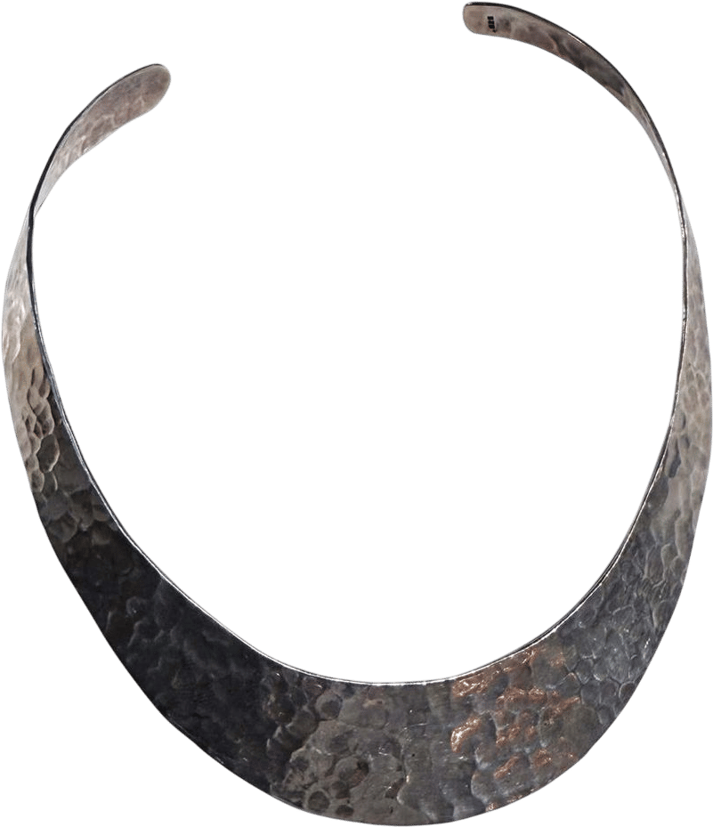 1970s Mexican Hand Hammered Silver Torc Collar Necklace