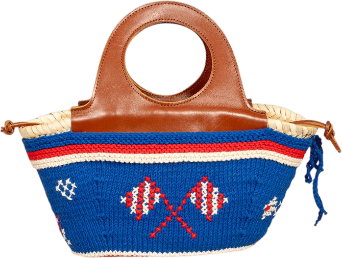 Entrudo Caxinas mini embroidered basket in electric blue