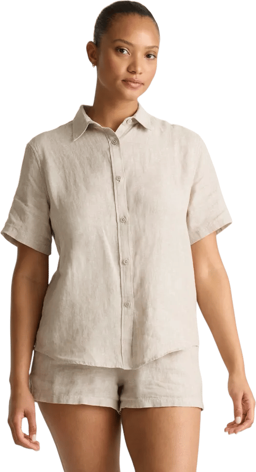 100% European Linen Shorts Pajama Set in Flax