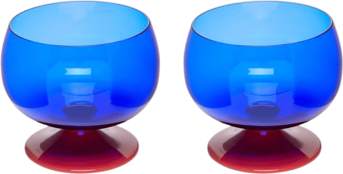 Archive Revival 1970 Hand-Blown Murano Glass Bicolor Champagne Coupes (Set of 2)