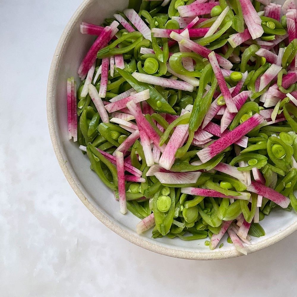 Sugar Snap Peas + Radishes and Mint Salad Recipe