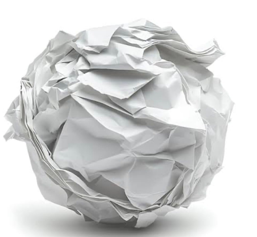 Crumpling up a piece of paper and chucking it