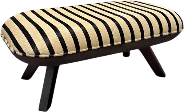 Vintage Ponyhair Striped Ottoman