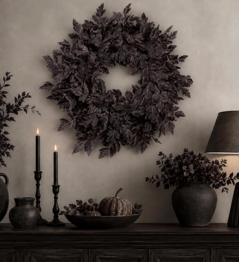 Fall Wreath for Front Door - 24 Inch Plum Leaves