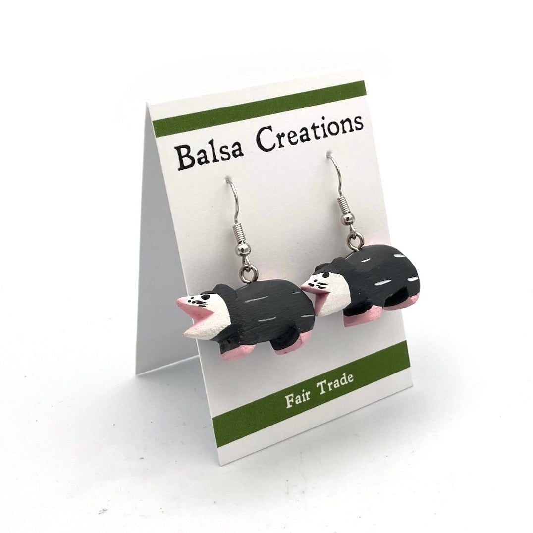Opossum Balsa Wood Earrings
