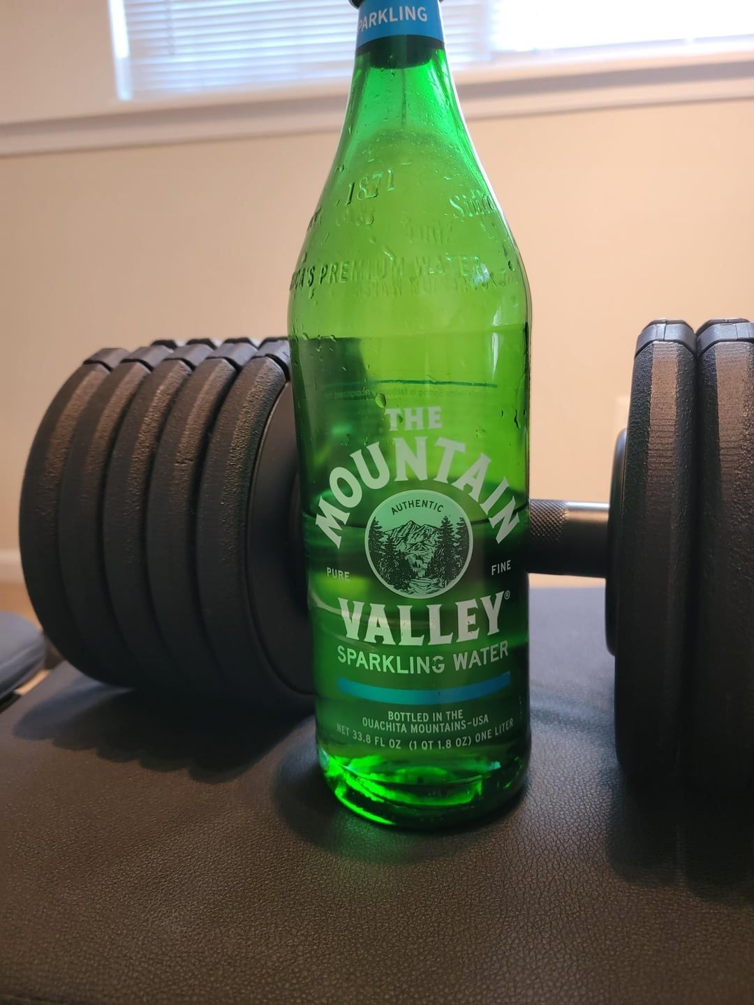 Sparkling water between sets @ the gym.