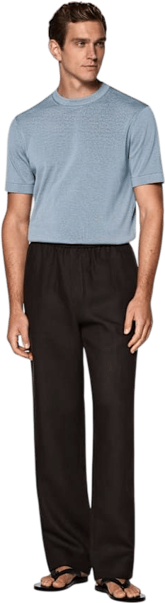 Suitsupply Light Blue Short Sleeve Crewneck