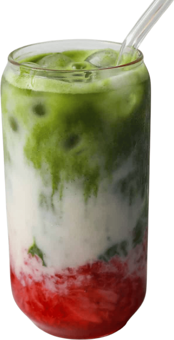 strawberry matcha lattes