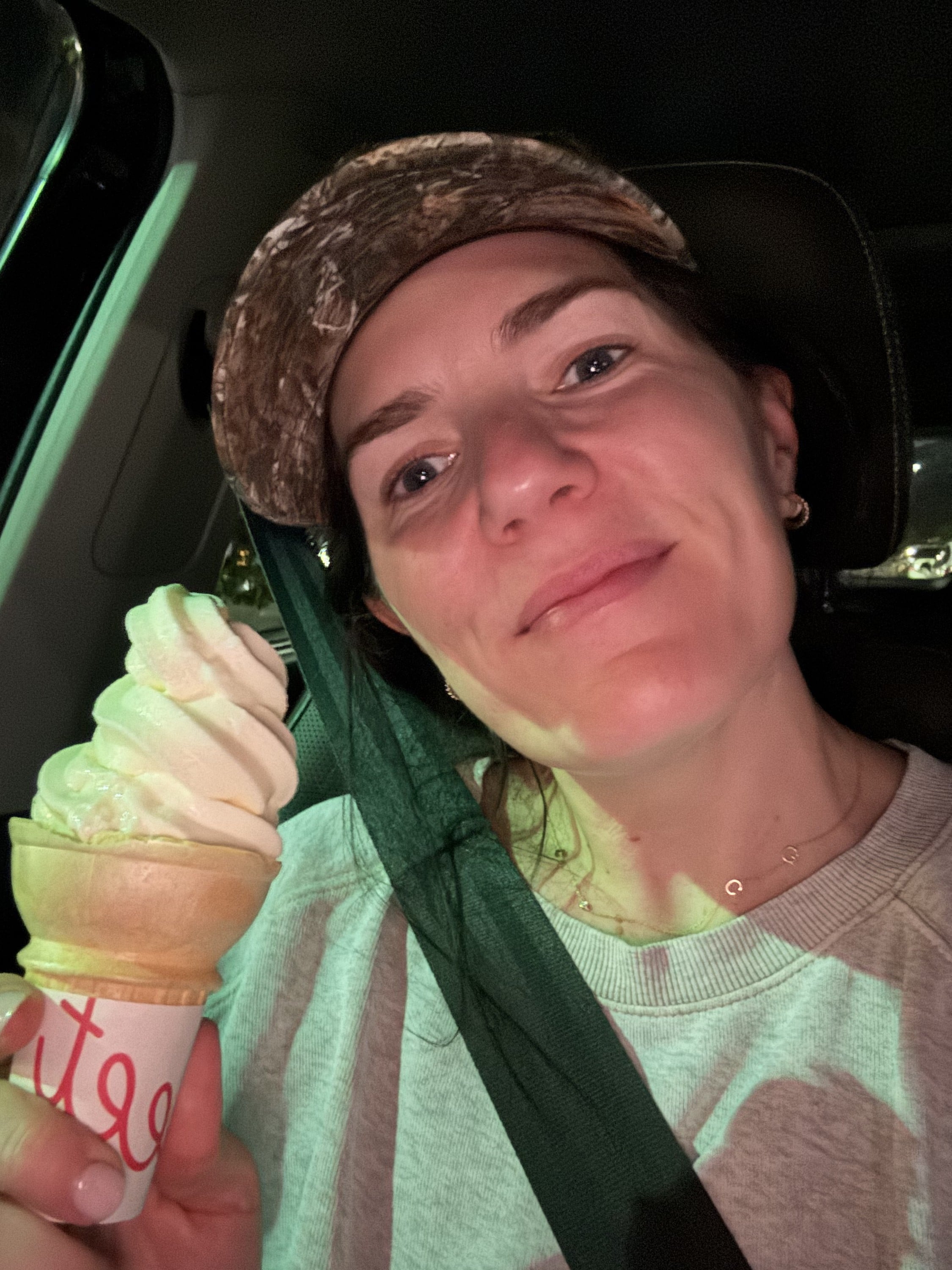 Getting an ice cream cone on the way home