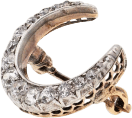 Victorian Rose Cut Diamond Crescent Brooch, Handmade Sterling Silver