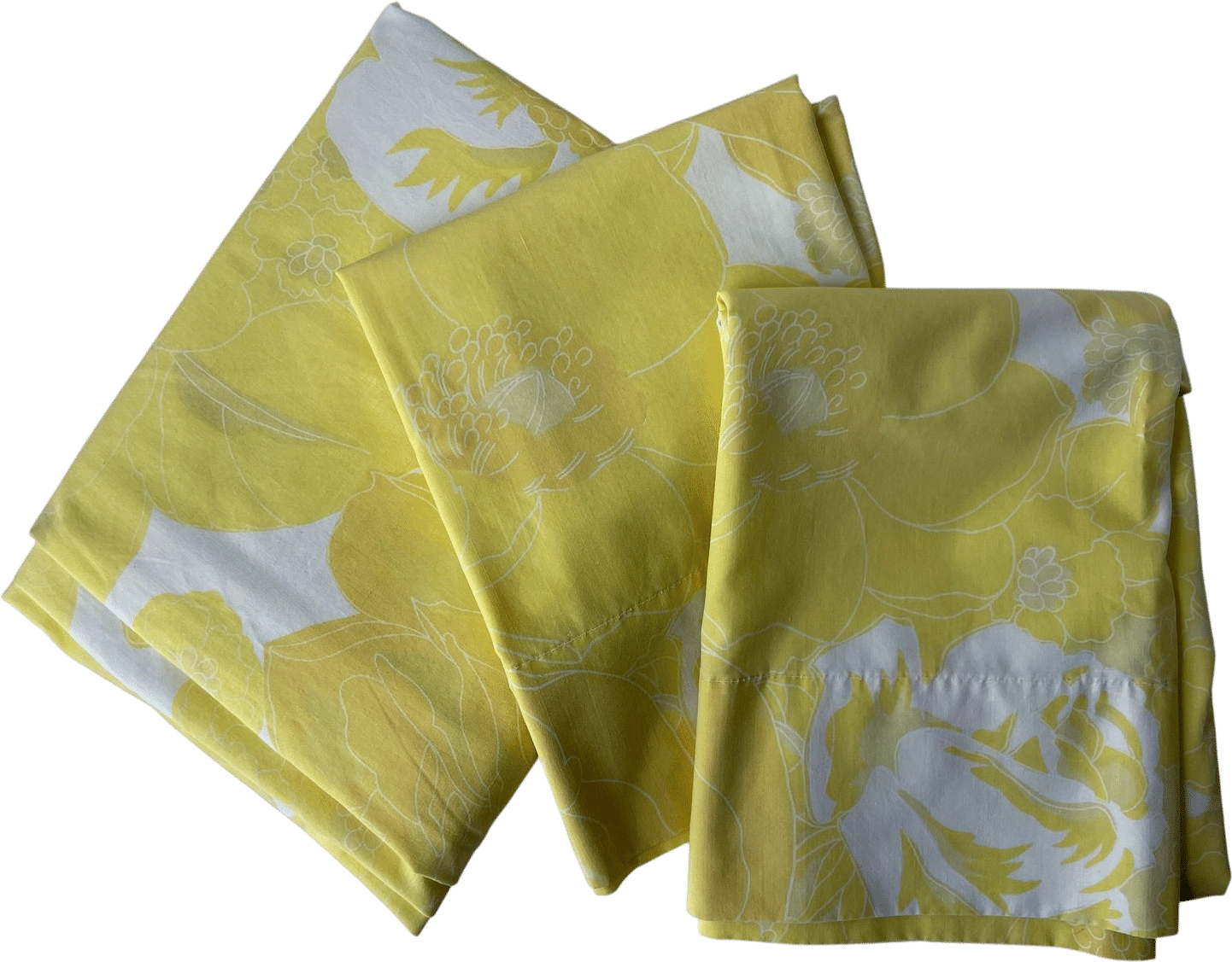 Vintage Wamsutta Yellow Floral Twin Sheet Set: Mid Century Bedding