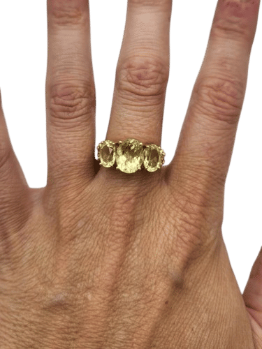 Vintage Three-Stone Yellow Gemstone Gold Ring
