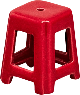 Miniature Taiwanese Ceramic Red Stool
