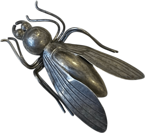 Vintage 40s Silver Cicada Brooch