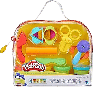 Play-Doh Starter Set 9-Piece Kit with Storage Tote & 4 Modeling Compound Cans, Arts and Crafts for Kids, Back to School Classroom Supplies, Preschool Toys, Ages 3+