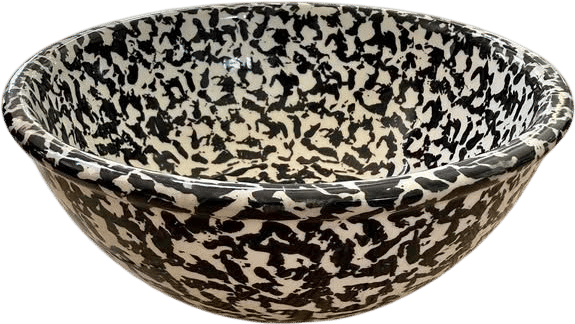 Vintage Gaetano Pottery Black Whiteware Bowl