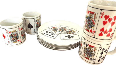 Vintage Vegas Royal Flush Poker Mug & Snack Plate Set
